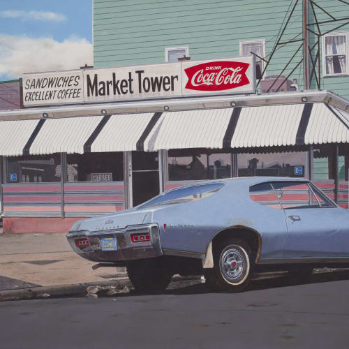 John Baeder (b. 1938) Market Tower, 2007 Oil on canvas, 30 x 48 in. Your browser does not support the audio element.
