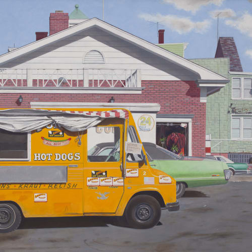John Baeder (b. 1938) Sabrett's Hot Dogs, 2007 Oil on canvas, 30 x 48 in.