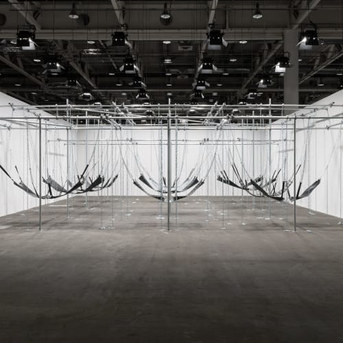 Installation view, Monica Bonvicini: Never Again, 2015, Art Basel Unlimited, Basel, Switzerland, 2023, Photo: Dawn Blackman, Courtesy of the artist and Tanya Bonakdar Gallery, Galerie Peter Kilchmann, Galerie Krinzinger