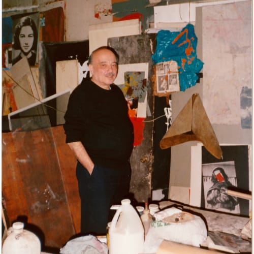 Boris Lurie in his studio, c. late 1990s