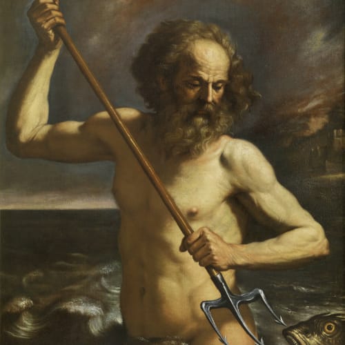 attr. Giovanni Francesco Barbieri known as Guercino Cento, 1591 - Bologna, 1666 Neptune with trident ca. 1630 -1640