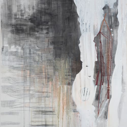 KYLIE HEIDENHEIMER - Drop, 2012, graphite, charcoal, oil on canvas, 60 x 54 in.