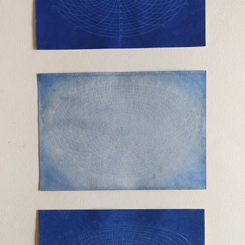 The Mirrored Sky Set 3, Set of 3, Cyanotypes on paper, 17 x 12.5 cm each, 2018