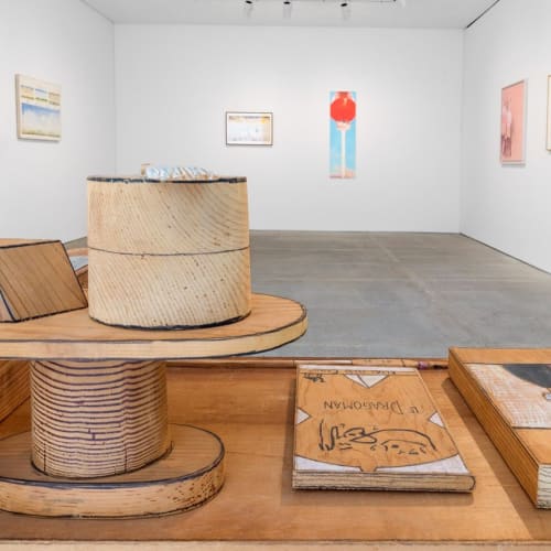 installation view at thomas brambilla gallery featuring robert feintuch and saul steinberg in gallerie arte bergamo