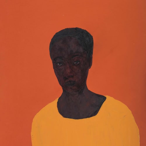 M'barek Bouhchichi, Hafida, Technique mixte sur caoutchouc, 108 x 85 cm, 2023