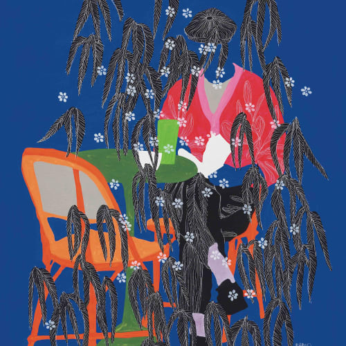 Moustapha Baidi Oumarou, Sans titre, acrylique pigments et stylos sur toile, 130x100cm, 2023