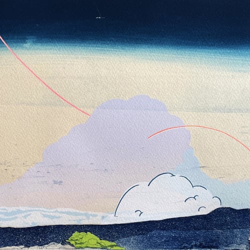 Allison Bianco, Haleakalā, House of the Sun 2022, intaglio, screen print, 9 x 24 inches, edition of 6