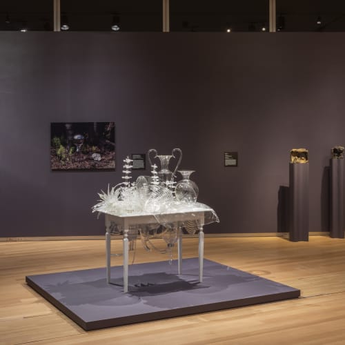 Installation image of Beth Lipman: Collective Elegy, Museum of Arts and Design, New York, 2020; Photo by Jenna Bascom Photography; courtesy the Museum of Arts and Design, New York