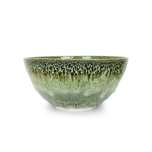 Albert Montserrat, Moss Agate Bowl, 2019, Oil Spot and Glazed Thrown Porcelain