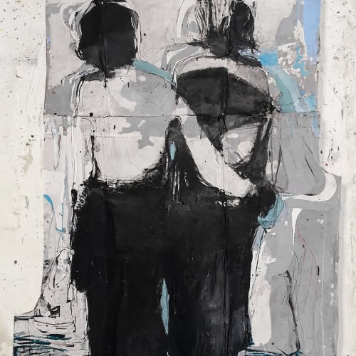 Jean Charles BLAIS Sans Titre, 2021 Peinture à l’huile et craie sur affiches arrachées 171 x 144 cm Courtesy de l'artiste et de la galerie Catherine Issert