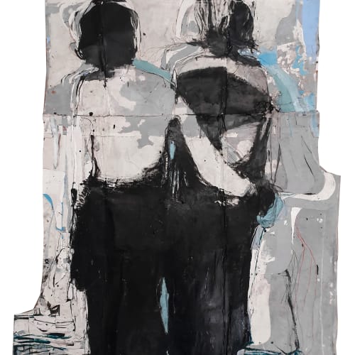 Jean Charles BLAIS Sans Titre, 2021 Peinture à l’huile et craie sur affiches arrachées 171 x 144 cm Courtesy de l'artiste et de la galerie Catherine Issert