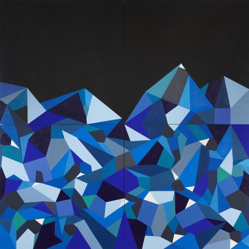 Adia Millett Kind of Blue (4-part work) Acrylic, Latex Paint and Glitter on Wood, 244 x 244 cm, 2021 *Special feature, Art Basel Online Viewing Room
