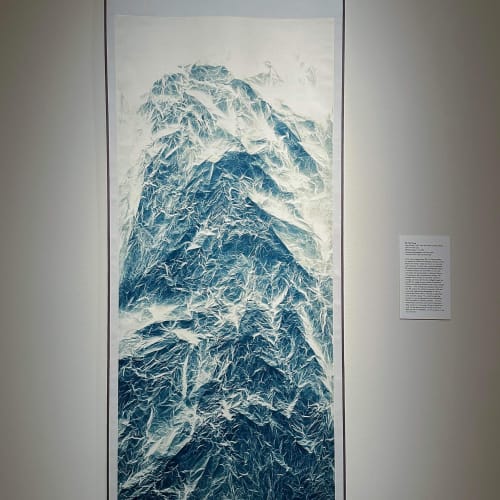 Wu Chi-Tsung Wrinkled Texture 113 (2021) Unique Cyanotype on Xuan Paper 210 x 94 cm