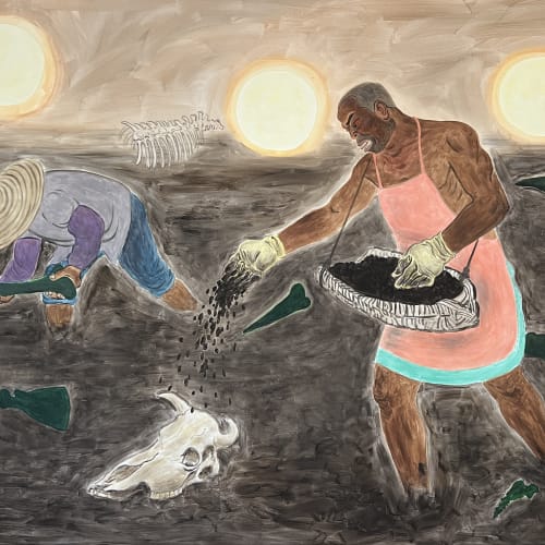 Liu Sheng 劉聲, He Returns to the Land Again 他又回到了土地上, 2024, Oil on Canvas 布面油畫, 150 x 200 cm