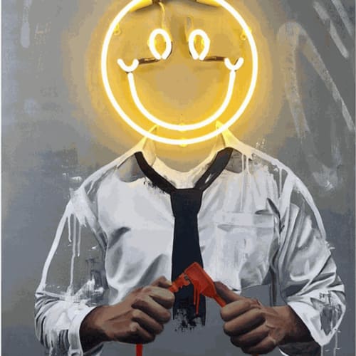 Sage Barnes Shine, 2019 Acrylic, spray paint and neon on canvas 30 x 40 in 76.2 x 101.6 cm Unique