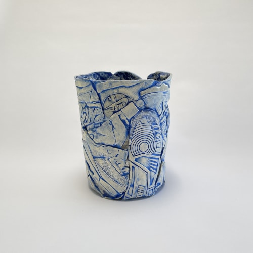 Brock Deboer Jordan 3 Vase, 2022 Porcelain and cobalt oxide 13 x 10 1/2 x 10 1/2 in 33 x 26.7 x 26.7 cm Unique