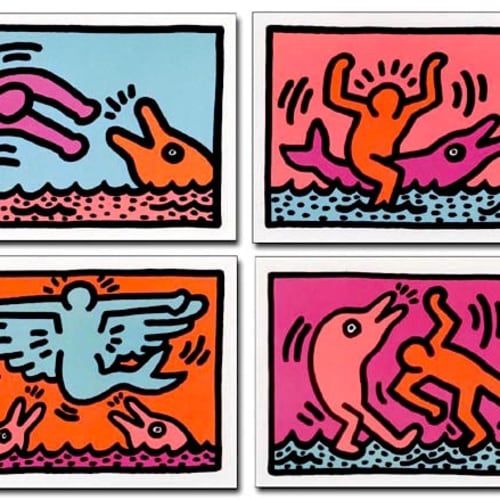 Keith Haring Pop Shop V (Littmann PP. 148-149) , 1989 The complete set of four silkscreens 13 1/2 x 16 1/2 in (each) 34.3 x 41.9 cm (each) Edition of 200