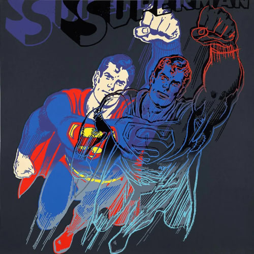 Andy Warhol Superman F.S. II 260, from Myths, 1981 Screen print in colors with diamond dust on Lenox Museum Board 38 x 38 in 96.5 x 96.5 cm Edition of 200 plus 30 AP, 5 PP, 5 EP , 30 TP