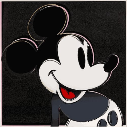 Andy Warhol Mickey Mouse F.S. II 265, from Myths, 1981 Screen print with diamond dust on Lenox Museum Board 38 x 38 in 96.5 x 96.5 cm Edition of 200 plus 30 AP, 5 PP, 5 EP , 30 TP