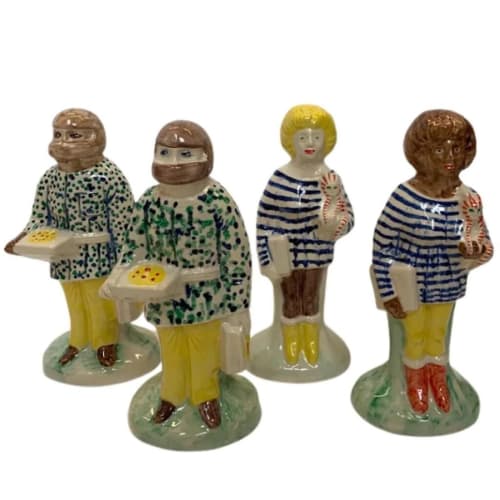 Grayson Perry Key Workers, 2021 Set of four ceramic sculptures 10 5/8 x 4 3/4 x 3 1/2 in 26.9 x 11.9 x 8.9 cm Edition of 200