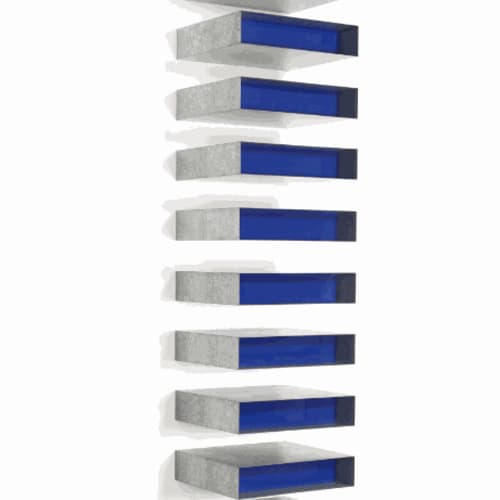 Donald Judd Untitled, 1978 Galvanized iron and opaque blue acrylic sheet, in ten parts 6 x 27 x 24 in each 15.2 x 68.6 x 61 cm each Unique