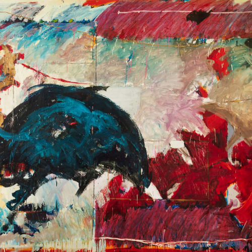 Mary Lovelace O'Neal Blue Whale a.k.a. #12 (from the Whales Fucking Series), circa mid-1980s/early 1990s acrylic and mixed media on canvas 81 x 138 inches signed