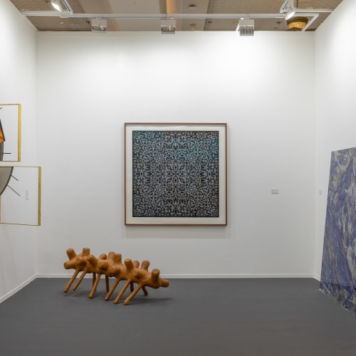Installation view, Mandy El-Sayegh: ‘A rose is a rose is a rose is a rose’, curated by Sara Raza, 22 February – 4 April 2024, Dubai. Photo by Ismail Noor of Seeing Things. Courtesy of the artist and Lawrie Shabibi.