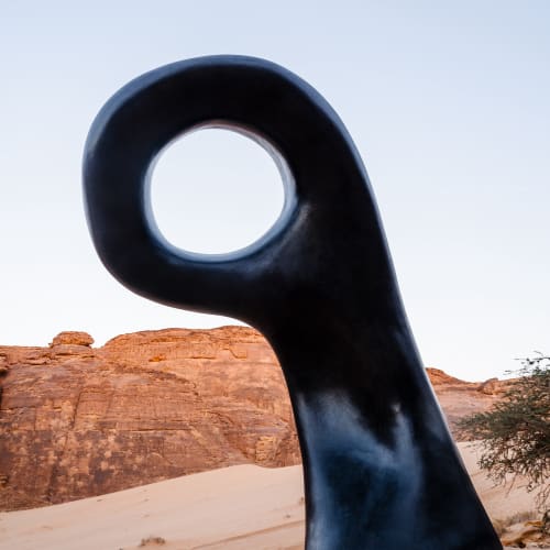 Rand Abdul Jabbar, 'where myths are born of mud and desire', installation view at Desert X AlUla, 2024. Photo: Lance Gerber. Courtesy of The Royal Commission for AlUla.