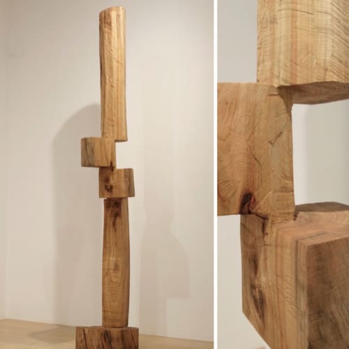 Shiau Jon Jen, Imbalanced Equilibrium Series No. 5, Camphor Wood, 231 x 43 x 43 cm, 2019