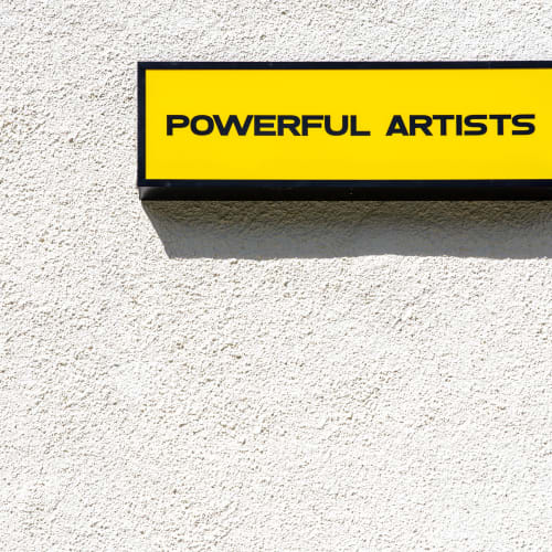 Miriam Laura Leonardi Powerful Artists, 2021 Flickering Lightbox (Plexiglas, neon tubes, metal, vinyl, arduino, electric cables)
