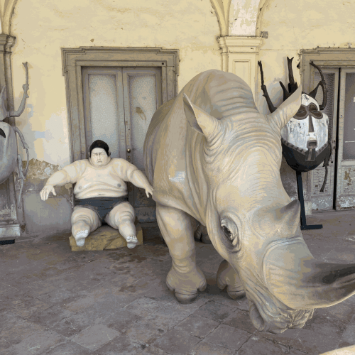 Sumo and Rhino at the artist's studio of Stefano Bombardieri