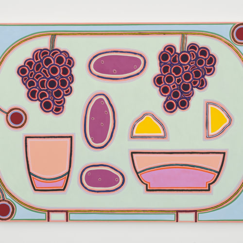 Holly Coulis, Potatoes, Grapes, and a Lemon (2019). Oil on linen, 36 x 48 inches.