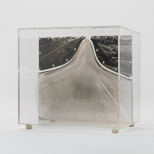 Carl Cheng, Road Trip (1968). Film, molded plastic, plexiglass, 10 7/8 x 11 7/8 x 11 1/4 inches. Courtesy of...