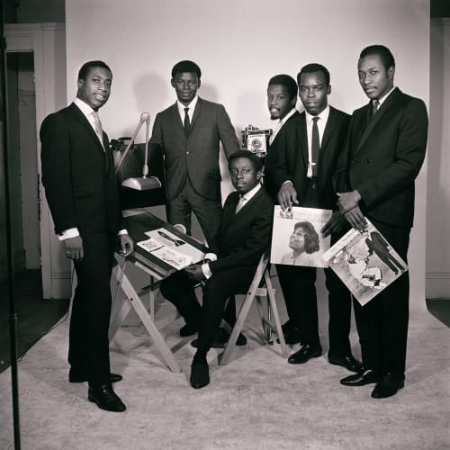 Untitled (Original African Jazz Arts Society and Studios members, left to right: Robert Gumbs, Frank Adu, Elombe Brath, Kwame Brathwaite,...