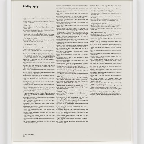 Lew Thomas, BIBLIOGRAPHY 1, 1976 (1976). Gelatin silver print, 23 1/2 x 20 inches. Image courtesy of the artist and...