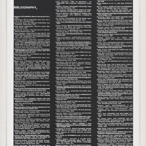 Lew Thomas, BIBLIOGRAPHY 3 (1977). Gelatin silver print, 24 x 20 inches. Image courtesy of the artist and Philip Martin...