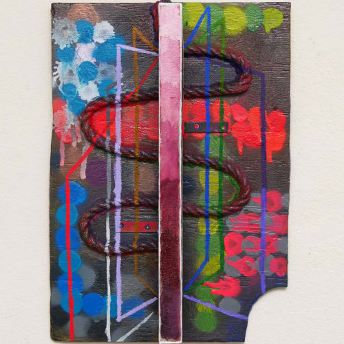 Katy Cowan, "(corresponding fluctuations; light and shadow; river) Position" (2019). Oil and enamel paint, graphite on cast aluminum, 23 1/2...