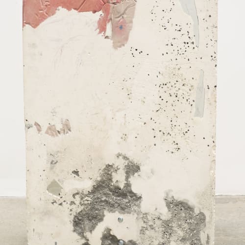 Katy Cowan, "Trace" (2013). Plaster, sun-sensitive paint on fabric, poplar, fabric dye, mirror shards, 44 x 24 x 18 inches.