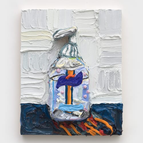 Purell Morning, 2023, Oil on linen, 12” x 9”. Courtesy the artist and Rachel Uffner Gallery. Photo by JSP Art...