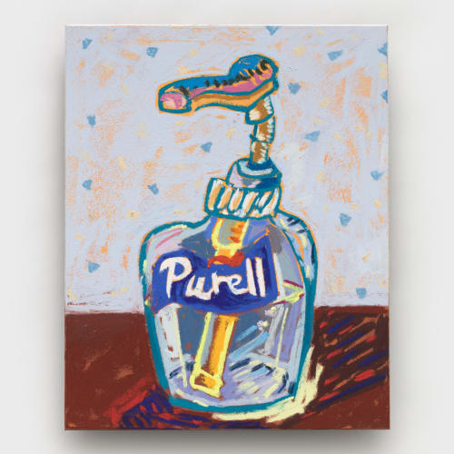 Purell Clock: Day (5 O’Clock), 2023, Soft Pastel & Gouache on Panel, 10” x 8”. Courtesy the artist and Rachel...