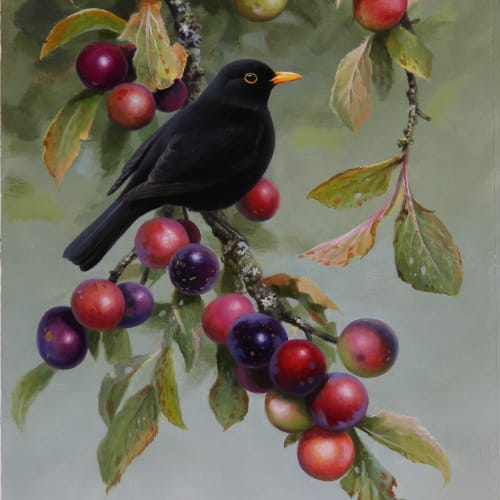 Blackbird and Plums