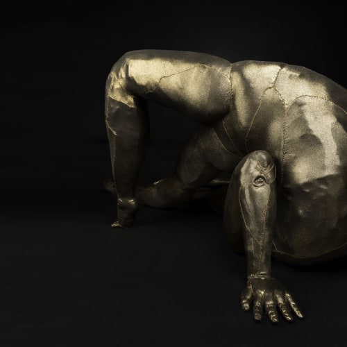 Tarryn Gill Limber no. 1, 2020 Bronze Gold & sits on the floor 100 x 370 x 130 cm Bodywork, Fremantle Arts Centre