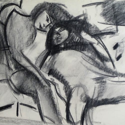 Lovers Study No.6, c.1970 Charcoal on paper 22 x 30 in