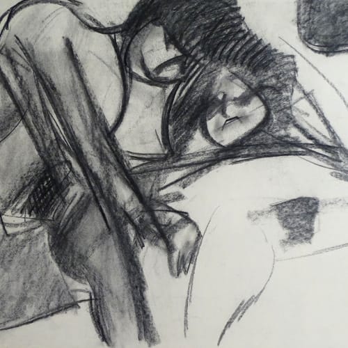 Lovers Study No.7, c.1970 Charcoal on paper 22 x 30 in
