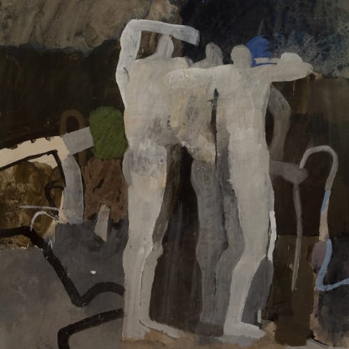 Keith Vaughan, Group of Camel Drivers, 1965, pen, ink, watercolour and pastel, 48.5 x 41 cm