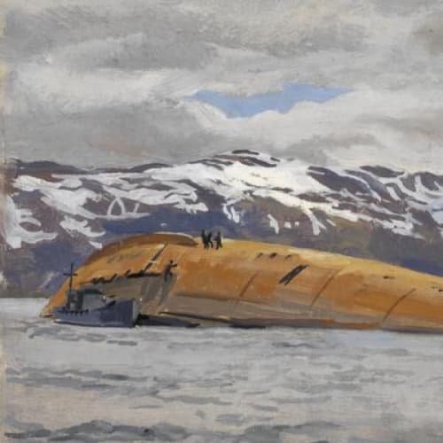 Stephen Bone, 'The Wreck of the Tirpitz, June 1945' © IWM Art.IWM ART LD 5441