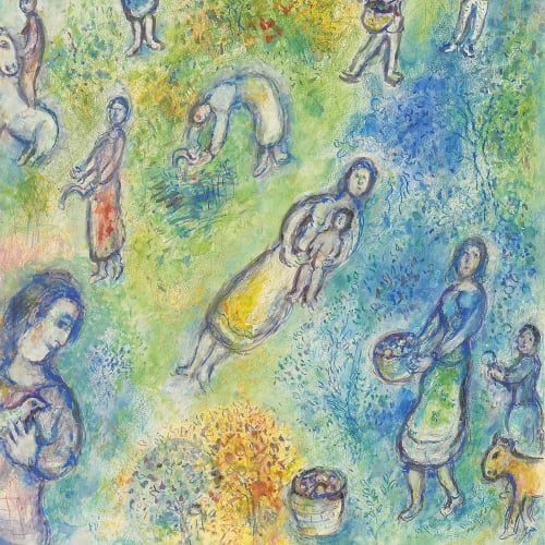 Marc Chagall L’été, Les moissonneuses (Les quatres saisons), 1974 Tempera, gouache, watercolor and pastel on paper, 29 ¾ x 22 1/8 inches