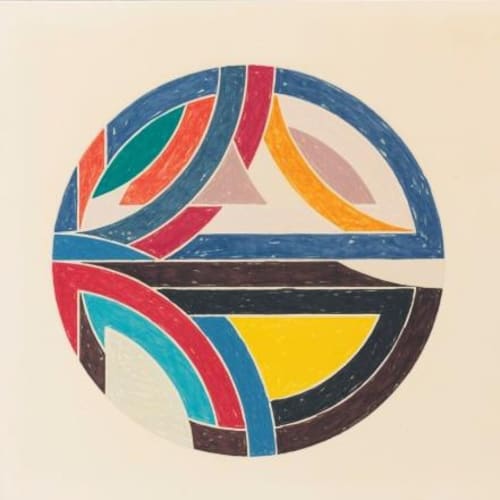 Frank Stella Sinjerli Variation 111, 1977 Offset lithograph and screenprint in colors 32 1/2 x 42 1/2 inches Signed: F. Stella ’77 (l.r.) Edition: 77/100 For sale at Surovek Gallery