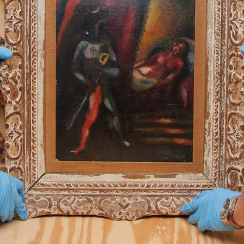 Marc Chagall’s painting, Othello and Desdemona will be returned to its owners’ estate after being hidden in the thief’s attic for more than thirty years. Credit: Federal Bureau of Investigation