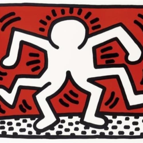 Keith Haring Double Man, 1986 Lithograph 22 x 28 inchs Edition: 72/85 Pencil signed, dated right side For sale at Surovek Gallery